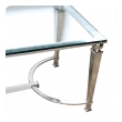 French Neoclassical Style Chrome Rectangular Coffee Table with Glass Top