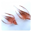 Pair Murano Midcentury Coral-colored Art Glass Birds