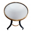 Stylish French 1940s Ebonized and Giltwood Circular Drinks Table with Mirrored Top