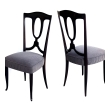 Stylish Pair of Italian 1950s Black Lacquered Side/Desk Chairs 