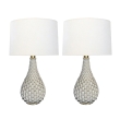 Good Quality Pair of French 1960's Imbricated White Ceramic Lamps