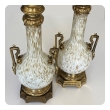 Pair of Murano Gold Aventurine Bottle-form Lamps with Brass Mounts