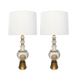 Tall and Striking Pair of Ivory Crackle-glaze Ceramic Baluster-form Lamps