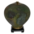 Pair Raku-glazed Studio Pottery Spheroid-shaped Lamps