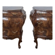 Italian Bombé Walnut-veneered 3-drawer Bedside Chests possibly by Poltronieri Rolando