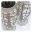 Pair of 1960s Frosted Torpedo-form Lamps with Applied Decoration