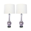 Tall Pair of 1960's Reverse-silvered Lamps with Applied Floral Vine Decoratio