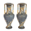 Pair of Art Nouveau Mettlach Pottery Vases  with Incised Markings to Underside