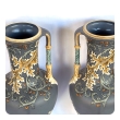 Pair of Art Nouveau Mettlach Pottery Vases  with Incised Markings to Underside