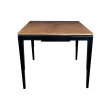 Mid-century Baker ebonized and oak two-drawer game table, front view