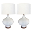 Pair of 1960's White Cased Glass Ovoid Lamps at epoca 