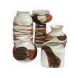 Set of 5 Royal Haeger Pottery Vases with Brown and Russet Drip Glaze on an Ivory Ground