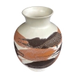 Set of 5 Royal Haeger Pottery Vases with Brown and Russet Drip Glaze on an Ivory Ground