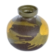 Set of 4 Royal Haeger Pottery Vessels with Yellow and Brown Drip Glaze on an Olive Green Ground