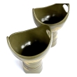 Pair of Royal Haeger Cup-shaped Vases with Brown and Yellow Drip Glaze on an Olive Green Ground