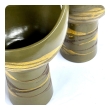 Pair of Royal Haeger Cup-shaped Vases with Brown and Yellow Drip Glaze on an Olive Green Ground