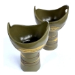 Pair of Royal Haeger Cup-shaped Vases with Brown and Yellow Drip Glaze on an Olive Green Ground