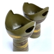 Pair of Royal Haeger Cup-shaped Vases with Brown and Yellow Drip Glaze on an Olive Green Ground