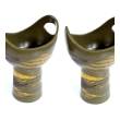 Pair of Royal Haeger Cup-shaped Vases with Brown and Yellow Drip Glaze on an Olive Green Ground