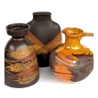 Set of 3 Royal Haeger Pottery Vessels with Brown, Ochre and Orange Glaze