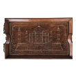 Anglo Indian Butlers-style Brass Inlaid Wooden Traveling Table Depicting the Taj Mahal
