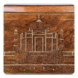 Anglo Indian Butlers-style Brass Inlaid Wooden Traveling Table Depicting the Taj Mahal