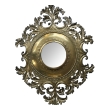 French Rococo Revival Repoussé and Cut Brass Foliate Convex Mirror