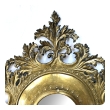 French Rococo Revival Repoussé and Cut Brass Foliate Convex Mirror