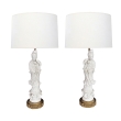 Pair of Chinese Porcelain Blanc de Chine Figural Lamps of the Goddess GuanYin