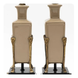 Pair of English Midcentury Square Bottle-form Taupe Glazed Ceramic Lamps