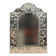 English Art Deco Etched Rectangular Mirror with Cobalt Highlights