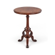 Mid-19th century English tripod table in burl walnut with satinwood ebony inlay