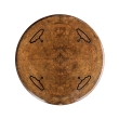 Book-matched burl walnut table top with satinwood and ebony inlay border