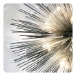 Close-up view of single Sputnik chandelier showing radiating nickel-plated metal spike construction