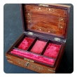 a charming french art nouveau rectangular jewel box with brass and copper inlay