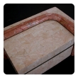 a striking american 1960's peach-colored marble-veneered rectangular box, by maitland smith