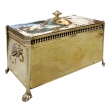 a handsome and boldly-scaled english victorian brass rectangular covered coal box with domed lid