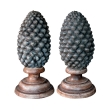 an unusual and massive pair of french concrete pinecone-form finials