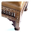 Good Pair of Moroccan Carved and Inlaid Square Upholstered Stools