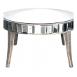 a shimmering american mid-century circular mirrored coffee/cocktail table with silver gilt wood supports