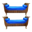 handsome and good quality pair of french empire walnut sleigh/day beds with giltwood hairy paw feet