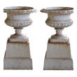 handsome pair of american neoclassical style iron painted campagna urns on stands