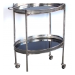 an elegant french mid-century nickel-plated oval-form drinks/bar cart with black glass trays