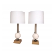 a pair of american custom-made industrial style metal and porcelain lamps