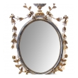 a chic and good quality italian 1960's silver and gold gilt metal oval mirror by with trophy crest and floral and foliate swags; attributed to palladio, italy