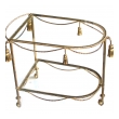 a chic pair of italian mid-century hollywood regency gilt tole drinks/bar carts with glass shelves