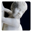 an expressive and well-carved italian rococo revival carrara marble niche fountain of a putti seated on a dolphin