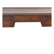 handsome and richly-colored italian neoclassical 5-drawer writing desk with hand-tolled leather top