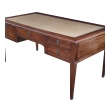 handsome and richly-colored italian neoclassical 5-drawer writing desk with hand-tolled leather top