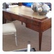 handsome and richly-colored italian neoclassical 5-drawer writing desk with hand-tolled leather top